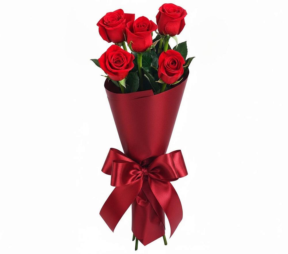 Букет 5 Красных роз Эдлесс Лав в Васильково