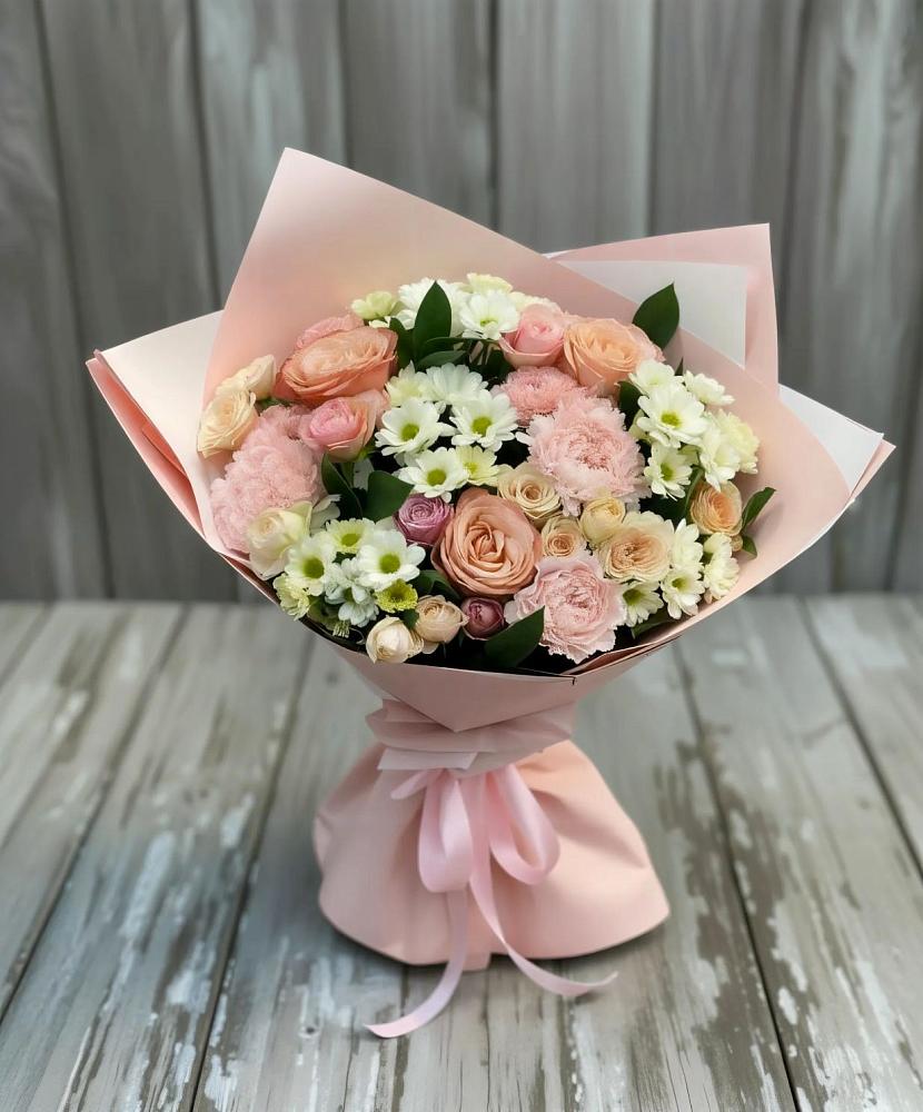 Букет цветов из: Гвоздики, Розы и Хризантемы в Васильково