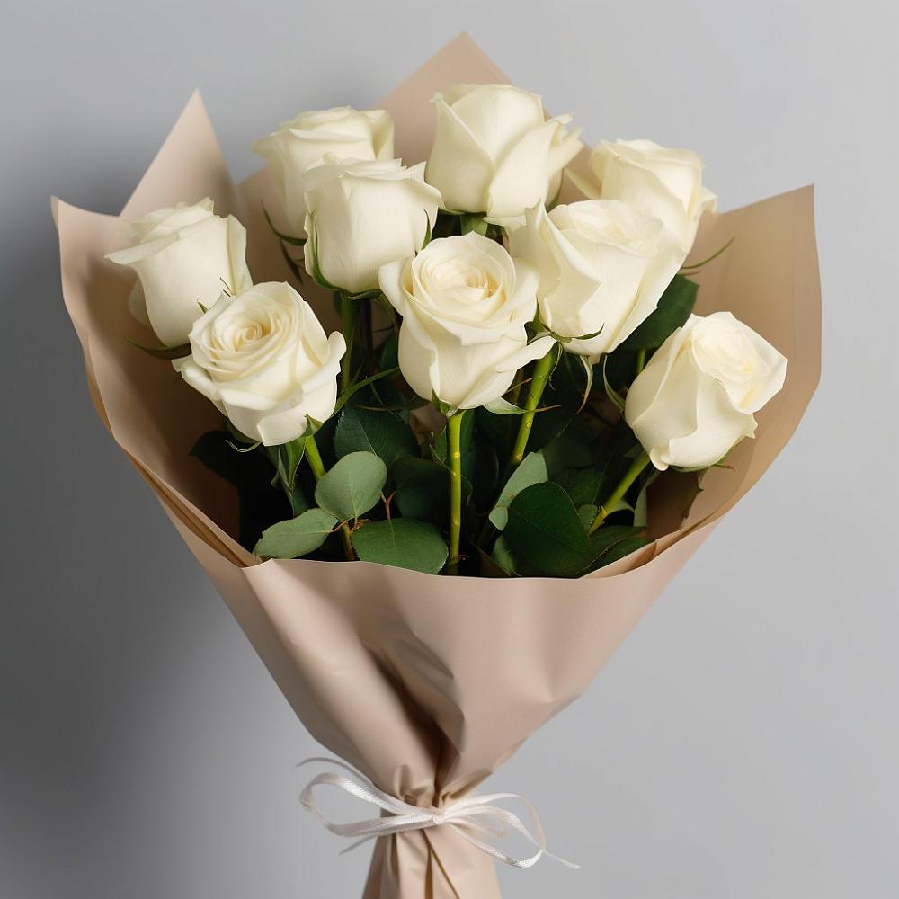 Букет 9 Белых роз Эдлесс Лав в Васильково