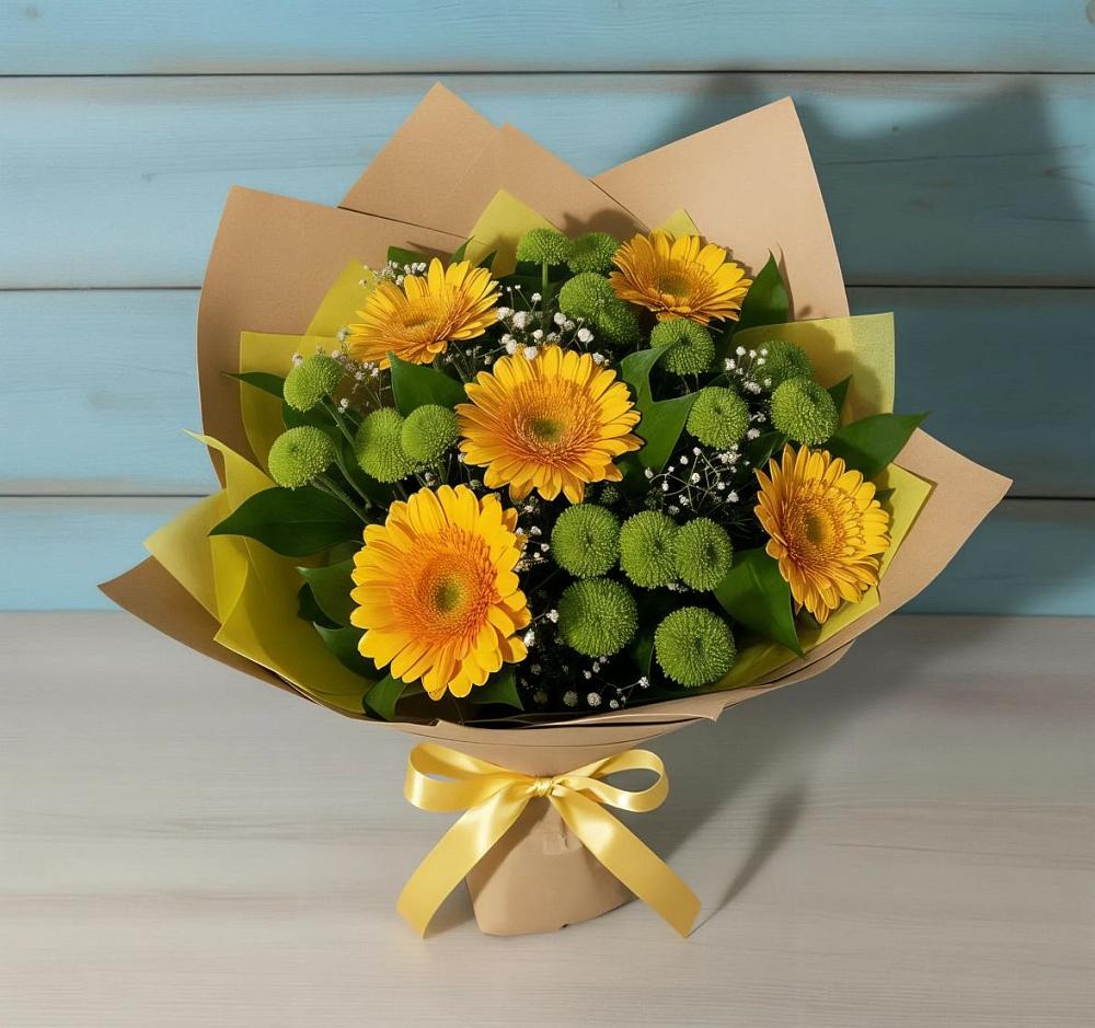Букет цветов из: Герберы и Хризантемы в Васильково