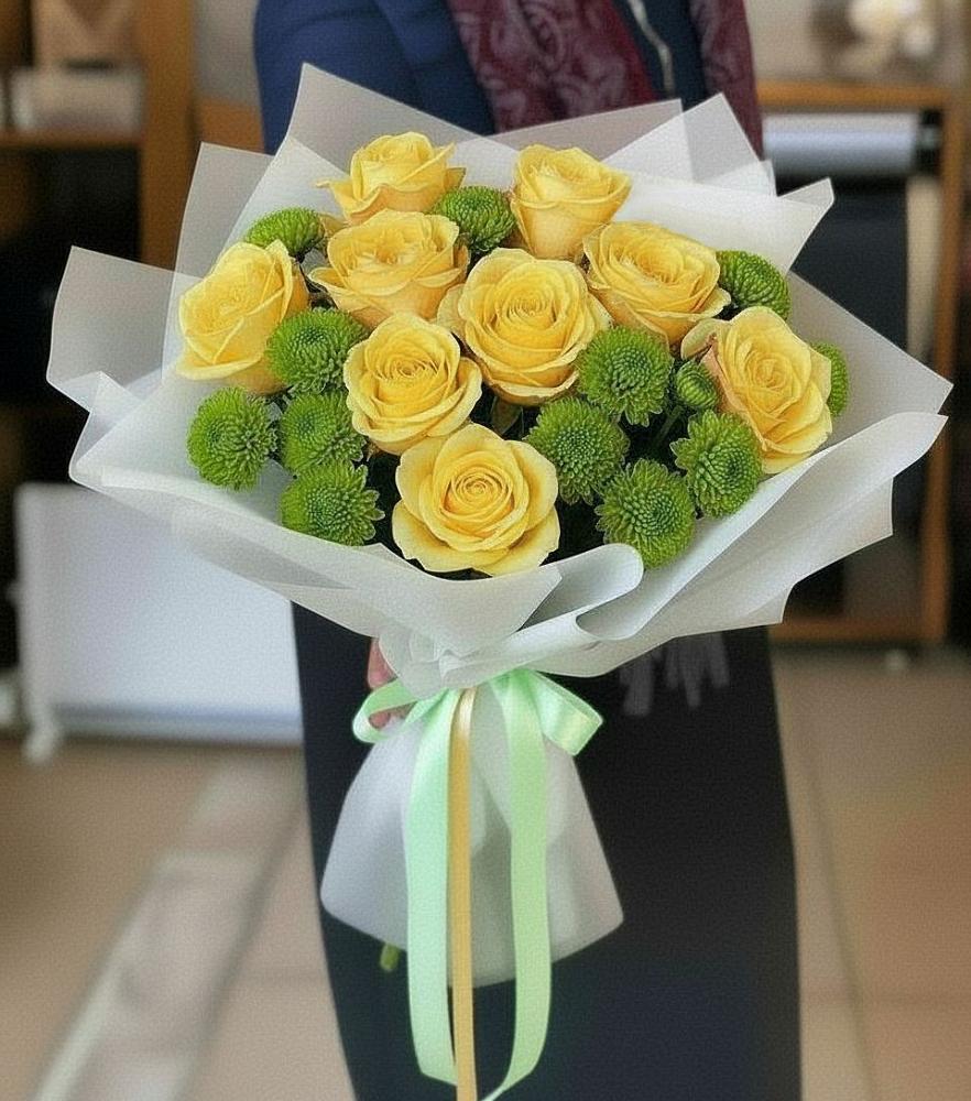 Букет цветов из: Хризантемы и Розы в Васильково