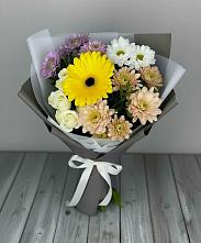 Букет цветов из:  Розы, Герберы и Хризантемы #REPLACE_PRED# Васильково