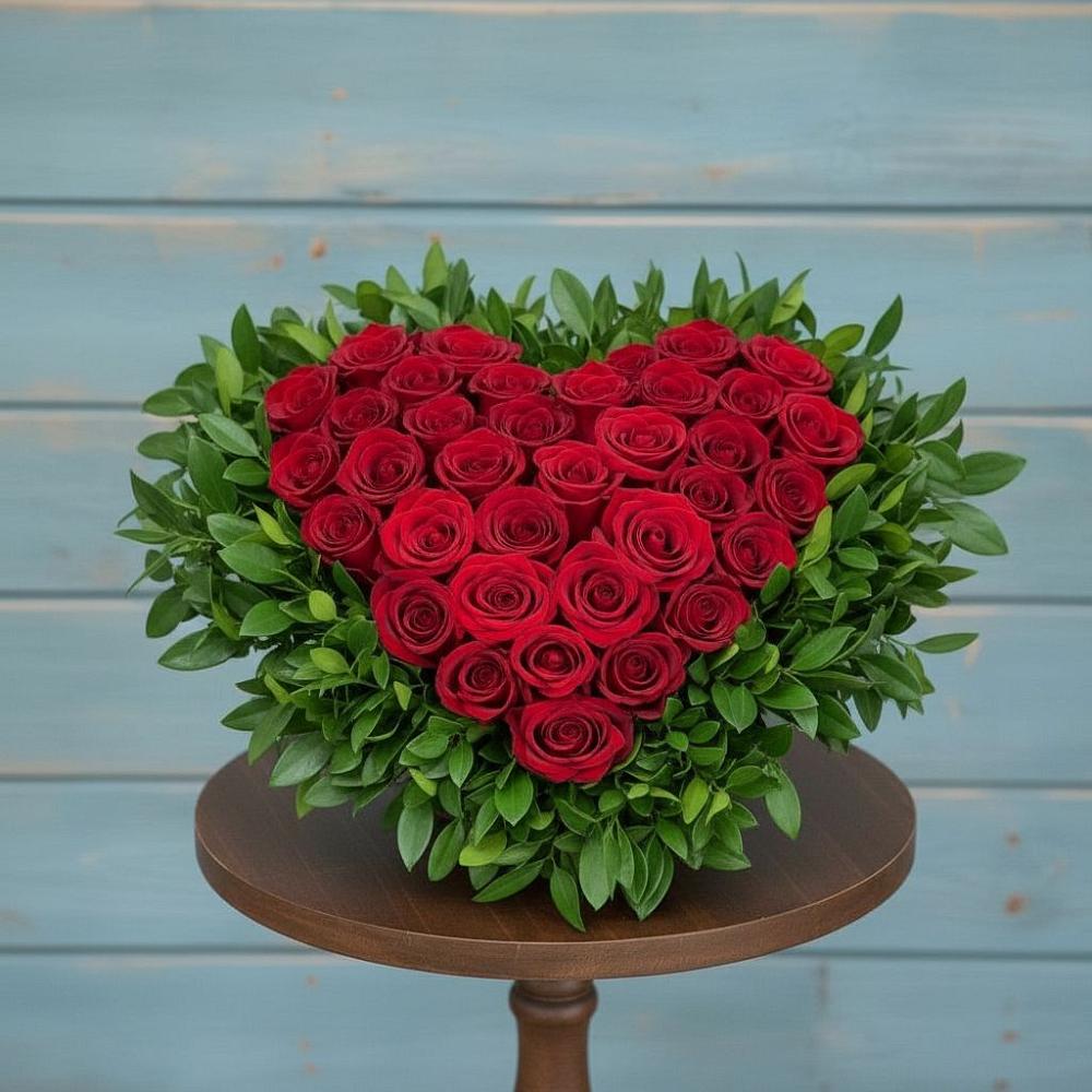 Цветочная композиция из Розы в виде сердца в Васильково