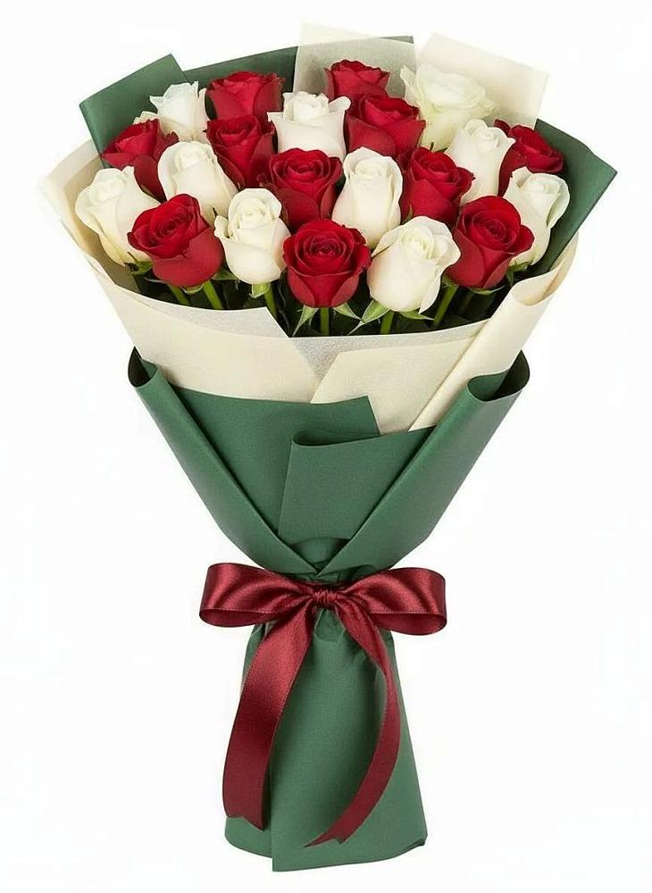 Букет Микс из красных и белых роз в Васильково