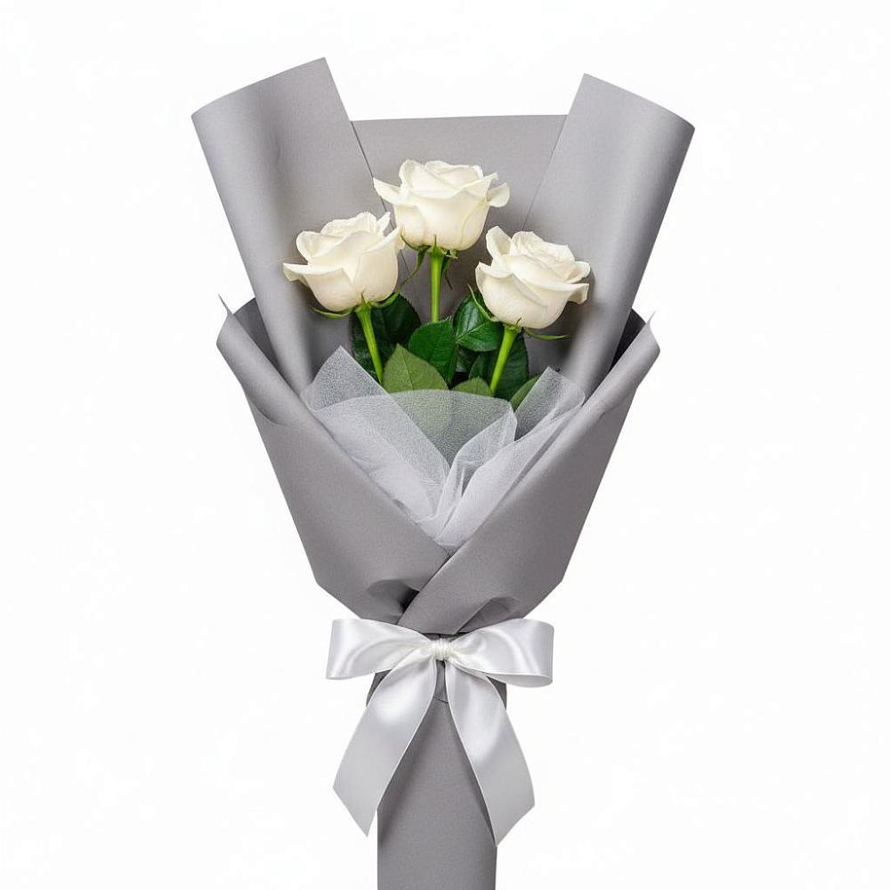 Букет 3 белые розы в Васильково