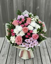 Букет цветов из:  Альстромерии, Гвоздики, Розы и Хризантемы в Васильково