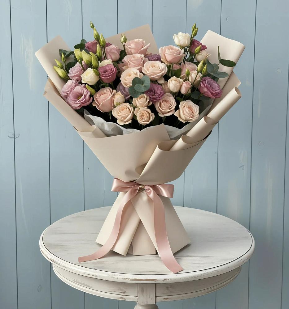 Букет цветов из: Розы и Лизиантусы в Васильково