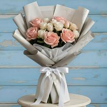 Букет цветов из:  Розы #REPLACE_PRED# Васильково