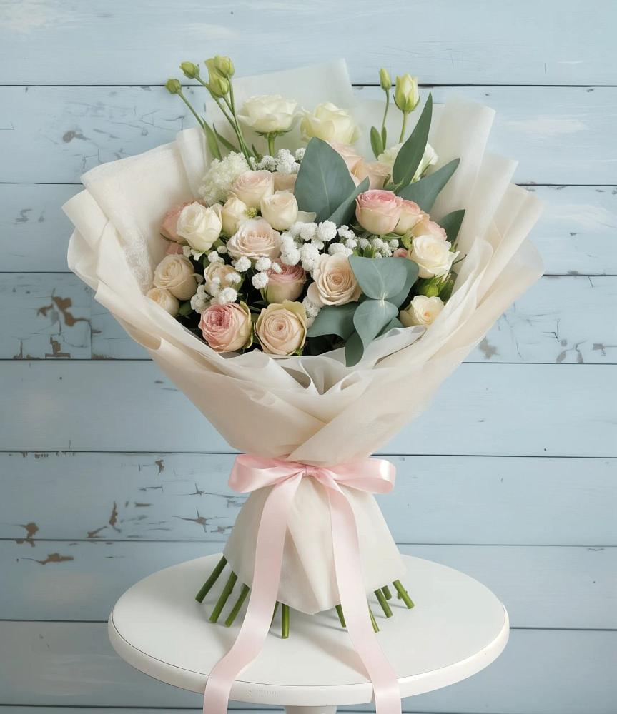 Букет цветов из: Розы и Лизиантусы в Васильково