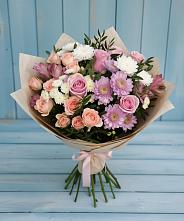 Букет цветов из:  Хризантемы, Розы и Альстромерии в Васильково