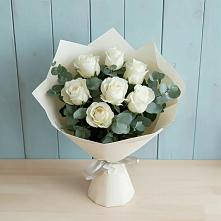 Букет Белые розы в Эвкалипте в Васильково