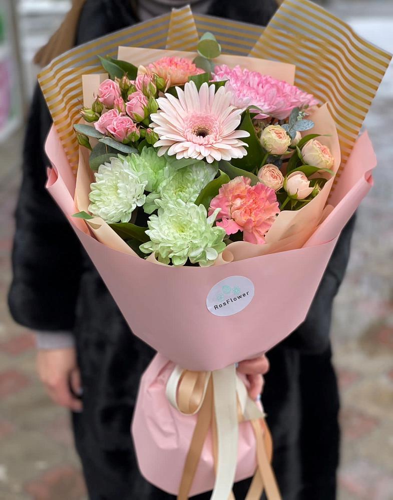 Букет цветов из: Герберы, Хризантемы и Розы в Васильково